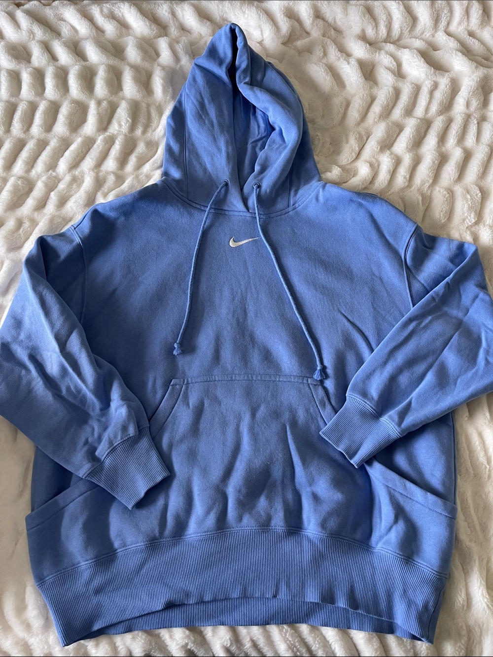 Nike Women’s Blue Crewneck Hoodie with White Swoosh